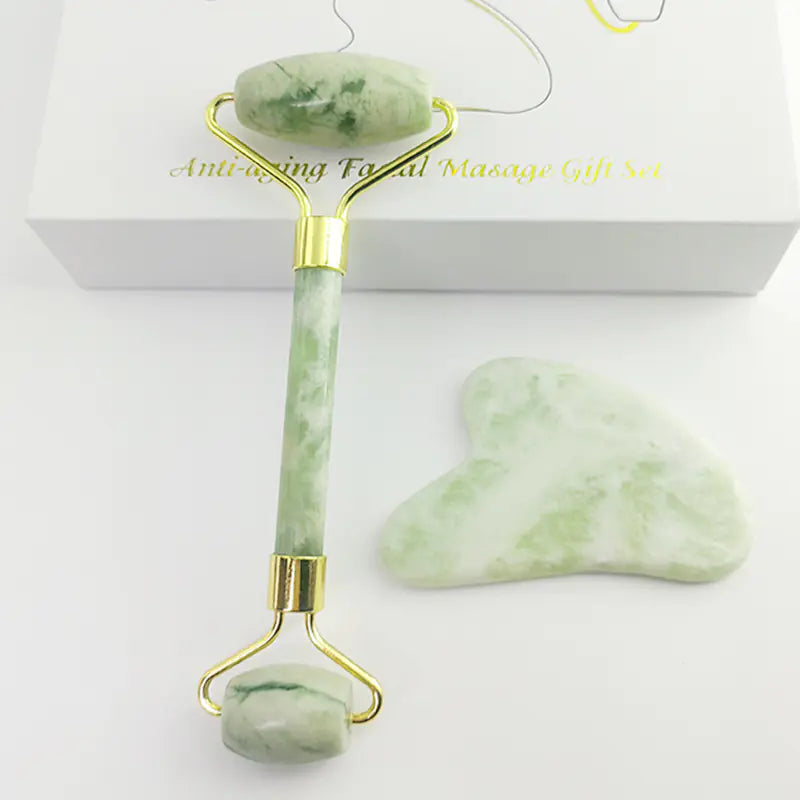 White Jade Facial Roller Guasha Set