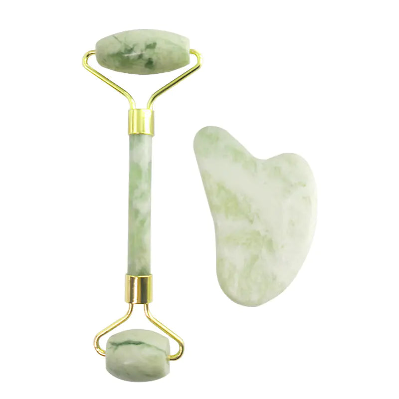 White Jade Facial Roller Guasha Set